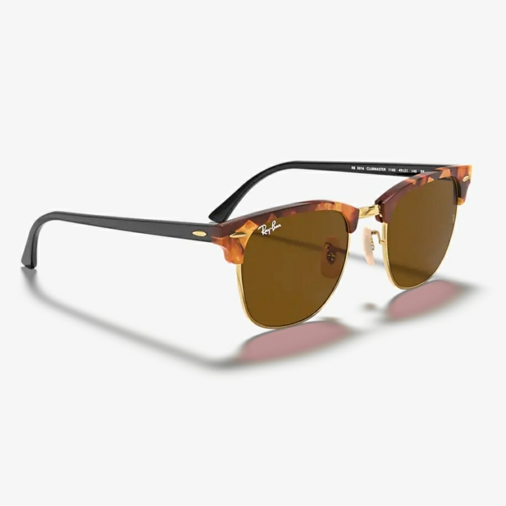 RAY-BAN RB3016 CLUBMASTER Sunglasses 1160 Spotted Brown Havana Frame